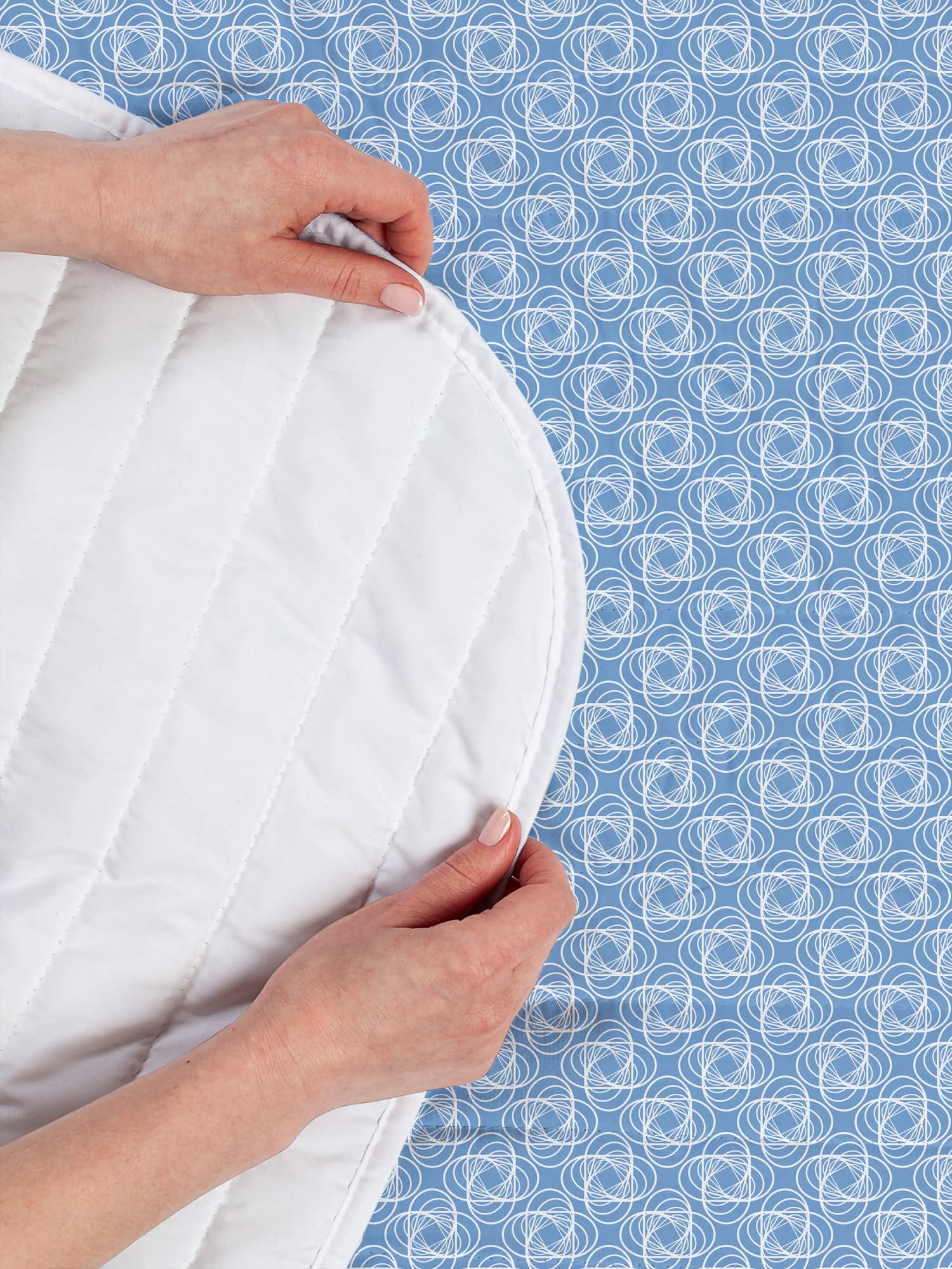 Ambesonne Mosaic Microfiber Bedspread Set - Modern Abstract Monochrome Pattern with Pillow Sham & Comforter, Twin Size in Sky Blue & White - Perfect for Contemporary Bedrooms & Guest Rooms