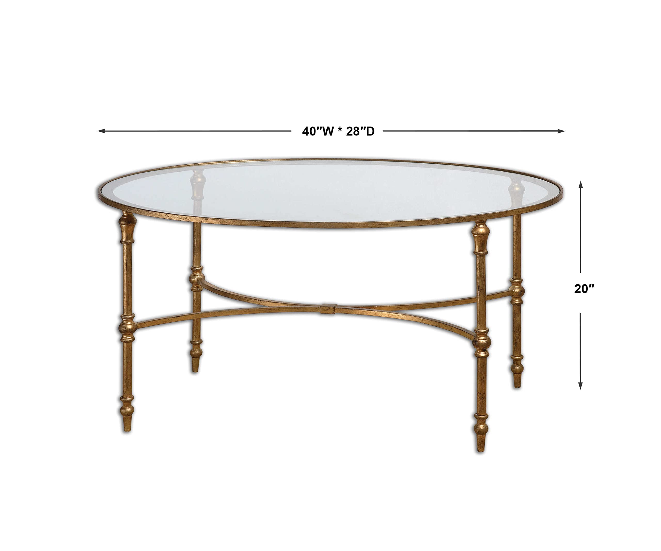 Stylish Oval Gold Metal Coffee Table - Modern Living Room Centerpiece for Home Decor & Entertaining Guests