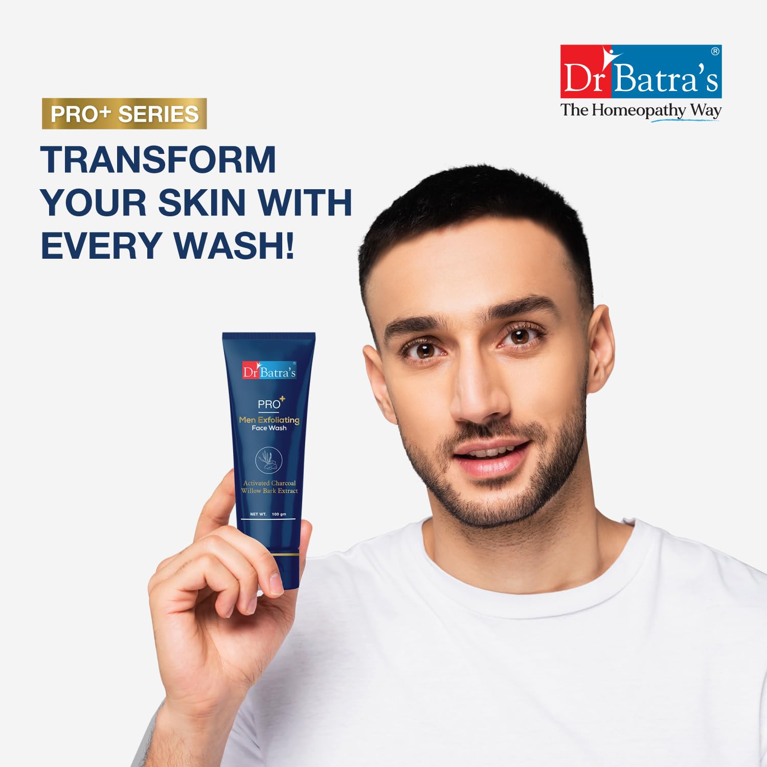 Dr Batra's PRO+Men Exfoliating Face Wash 100gm - Deep Cleansing & Exfoliating Facial Cleanser for Men with Natural Ingredients - Perfect for Daily Skincare Routine & Post-Shave Care