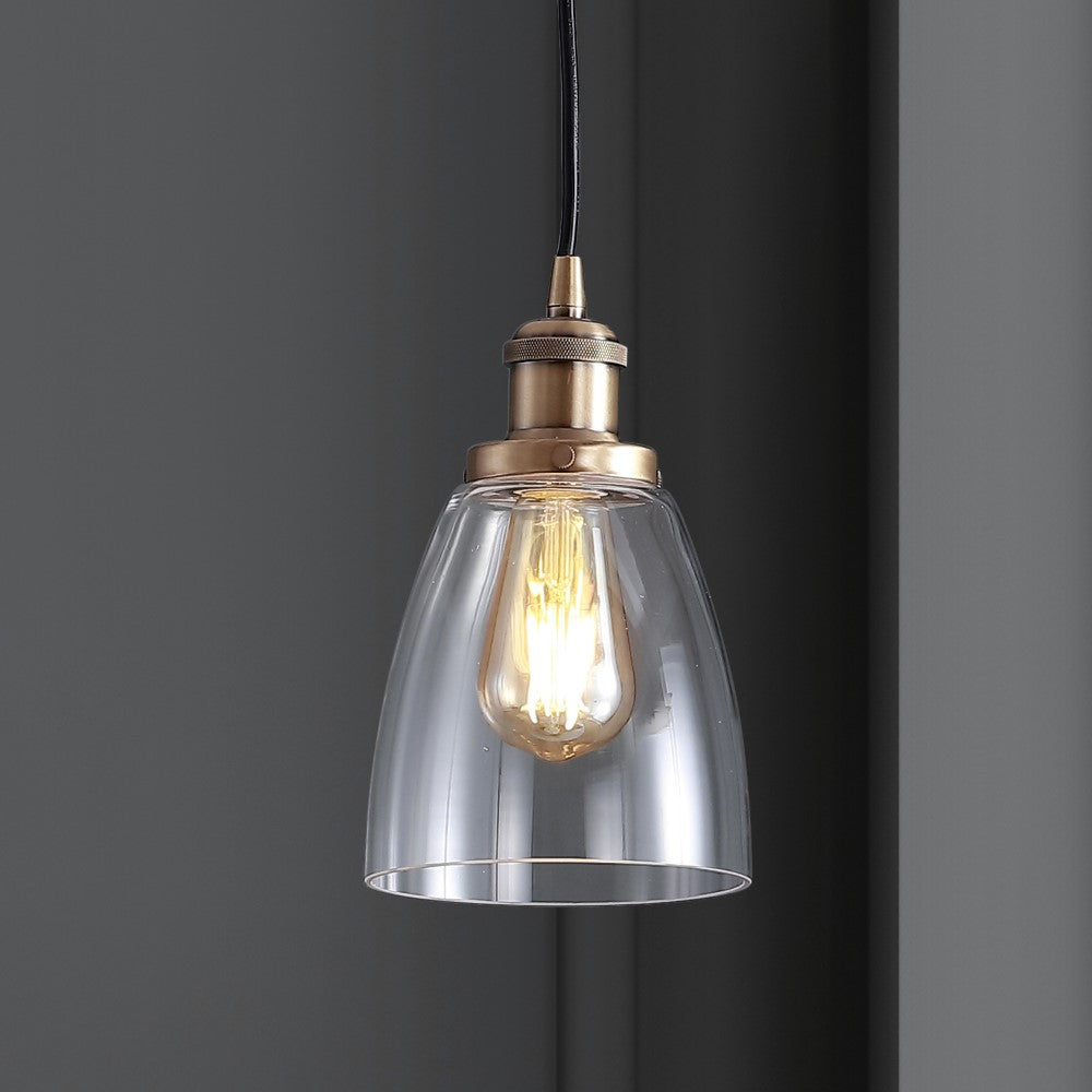 Cleo 5.5 Adjustable Metal & Glass LED Pendant Light - Modern Hanging Fixture for Kitchen Island, Dining Room, or Living Room Lighting
