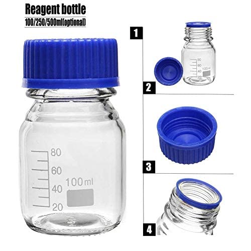 Premium 250ml VVS Borosilicate Glass Reagent Bottle with Leak-Proof Blue Screw Cap - Lab-Grade Chemical Storage Solution for Laboratories, Kitchen Use & Professional Applications | Ideal for Chemical Experiments, Liquid Storage & Scientific Research