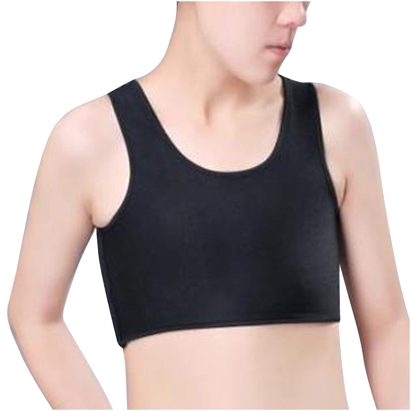 Women's Round Neck Sleeveless Chest Binder Top - Breathable Compression Vest for Workout, Cosplay & Daily Wear - Solid Color Corset Tank Tops for Transgender, FTM & Casual Fashion