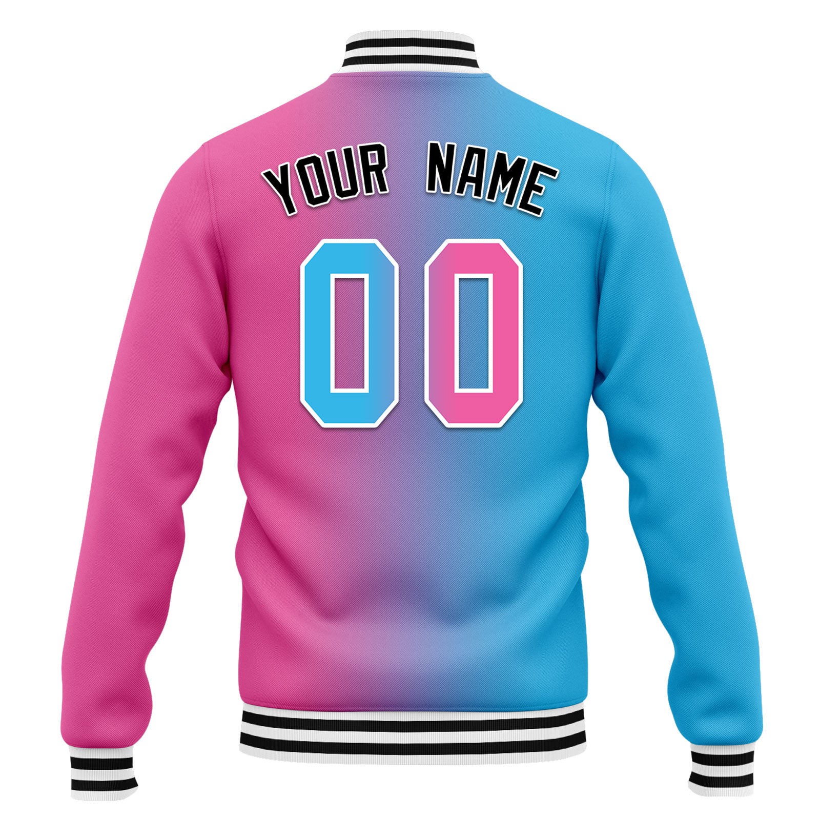 Custom Gradient Fashion Bomber Jacket - Personalized Varsity Letterman Jacket with Full Snap Closure (FZ005 D028015) - Perfect for Casual Wear, Street Style & School Events