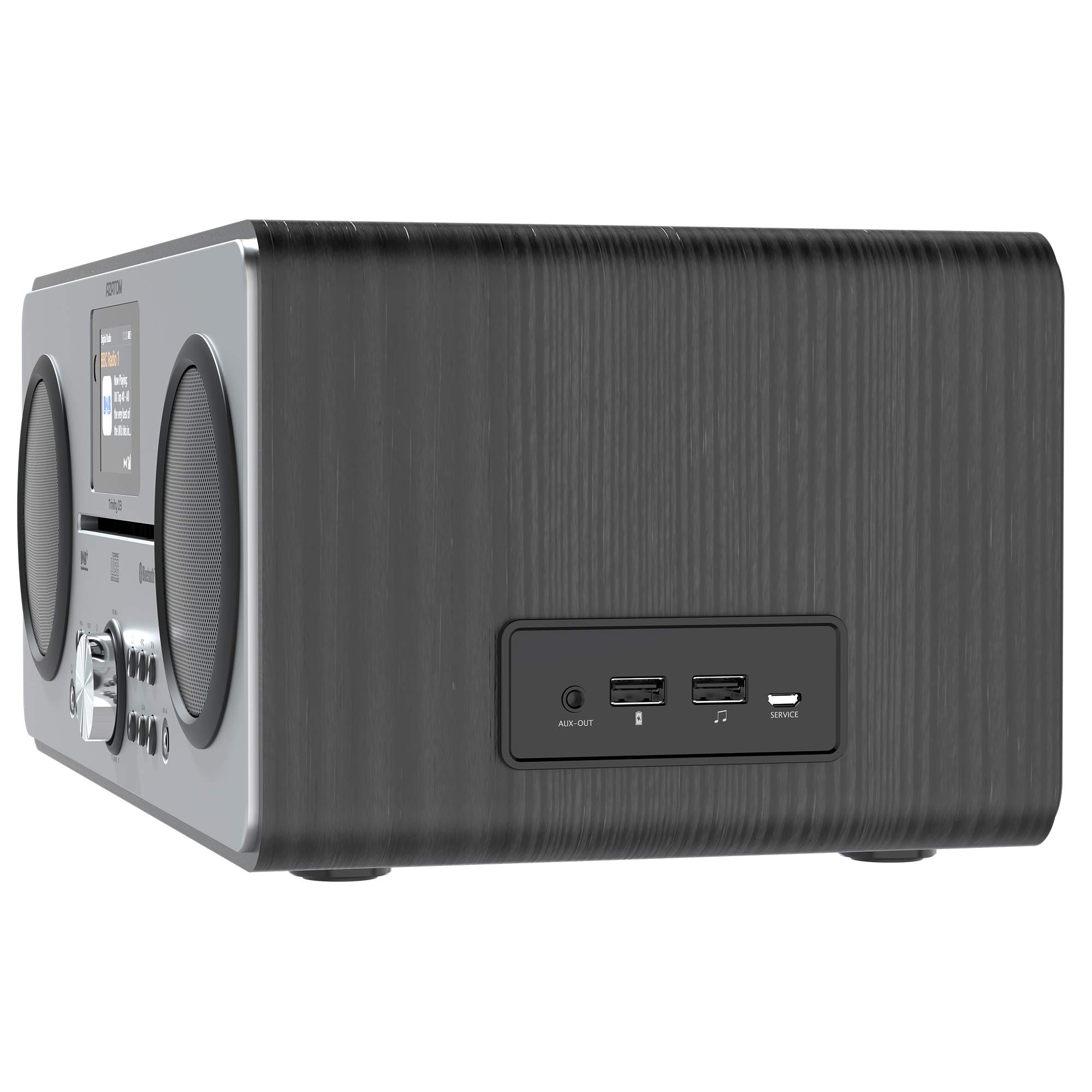 AZATOM Trinity DAB/DAB+ Digital CD Player with FM Radio, Bluetooth 5.0, Stereo Speaker System, Alarm Clock, USB Charger & MP3 Playback - Premium Hi-Fi Sound for Home & Office (Renewed, Black) - Perfect for Bedroom, Living Room or Workspace Entertainment