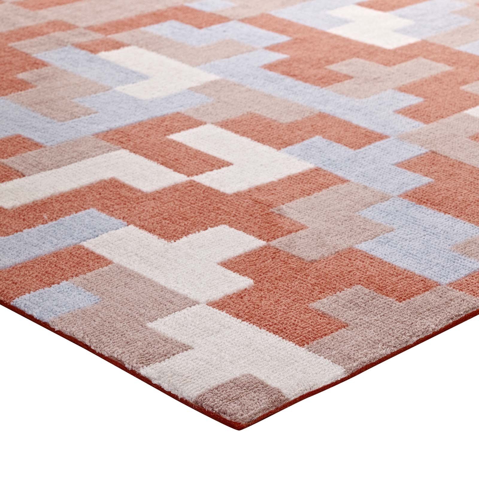 Modern Contemporary Urban Living Room Rug - Soft Fabric Area Carpet Runner in Multi-Orange - Perfect for Lounge, Bedroom & Home Decor
