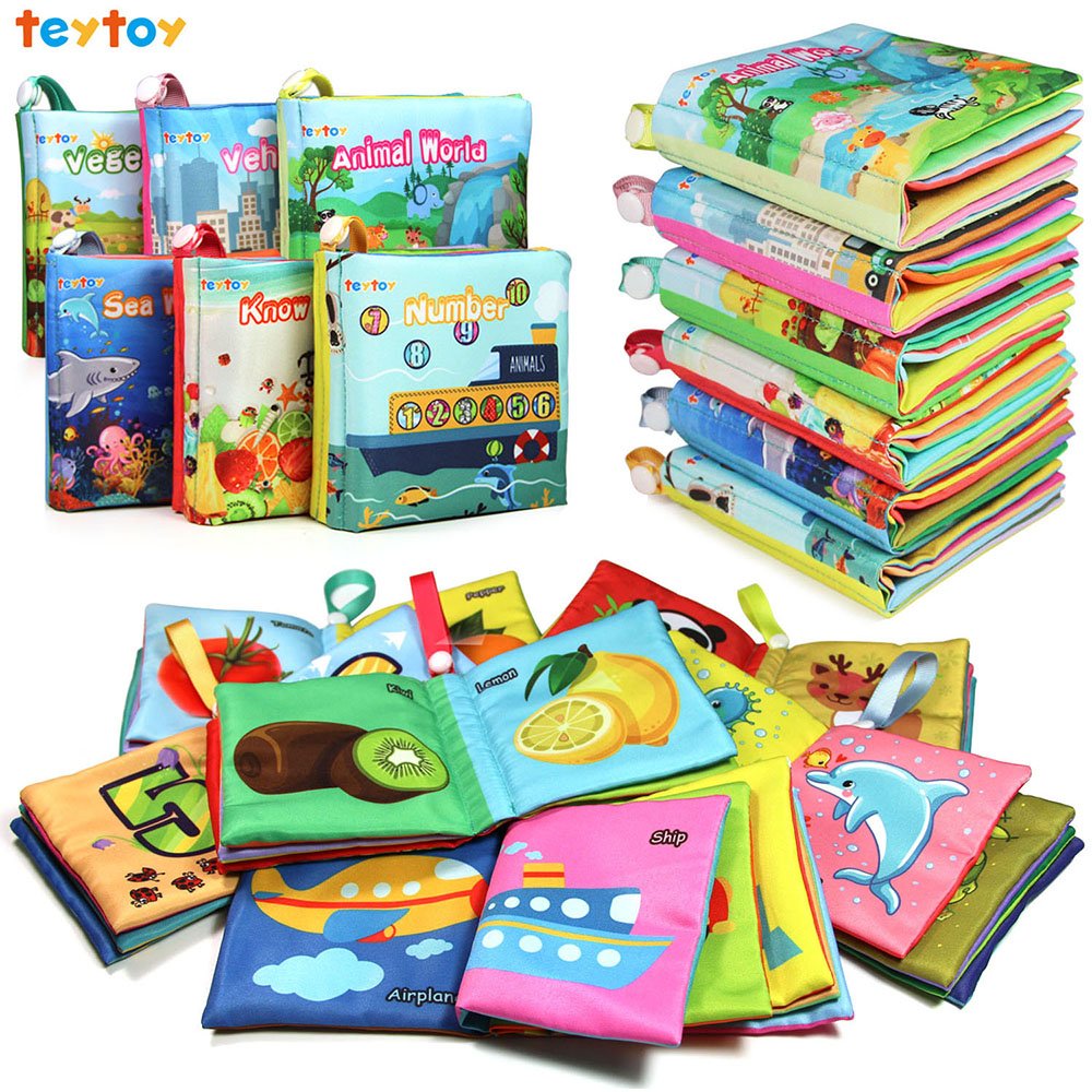 Teytoy My First Soft Book - 6 Pack Baby Cloth Books for 0-12 Months, Non-Toxic Crinkle Activity Books for Sensory Play, Early Learning & Bath Time | Perfect Infant Gift & Montessori Educational Toys for Newborns