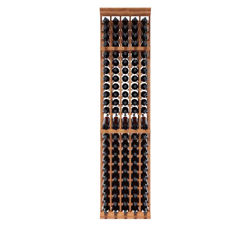 5 Column 115 Bottle 8ft Wooden Wine Rack Kit - Sturdy Wall Mounted Wine Storage Display for Home, Bar, Restaurant & Cellar Organization