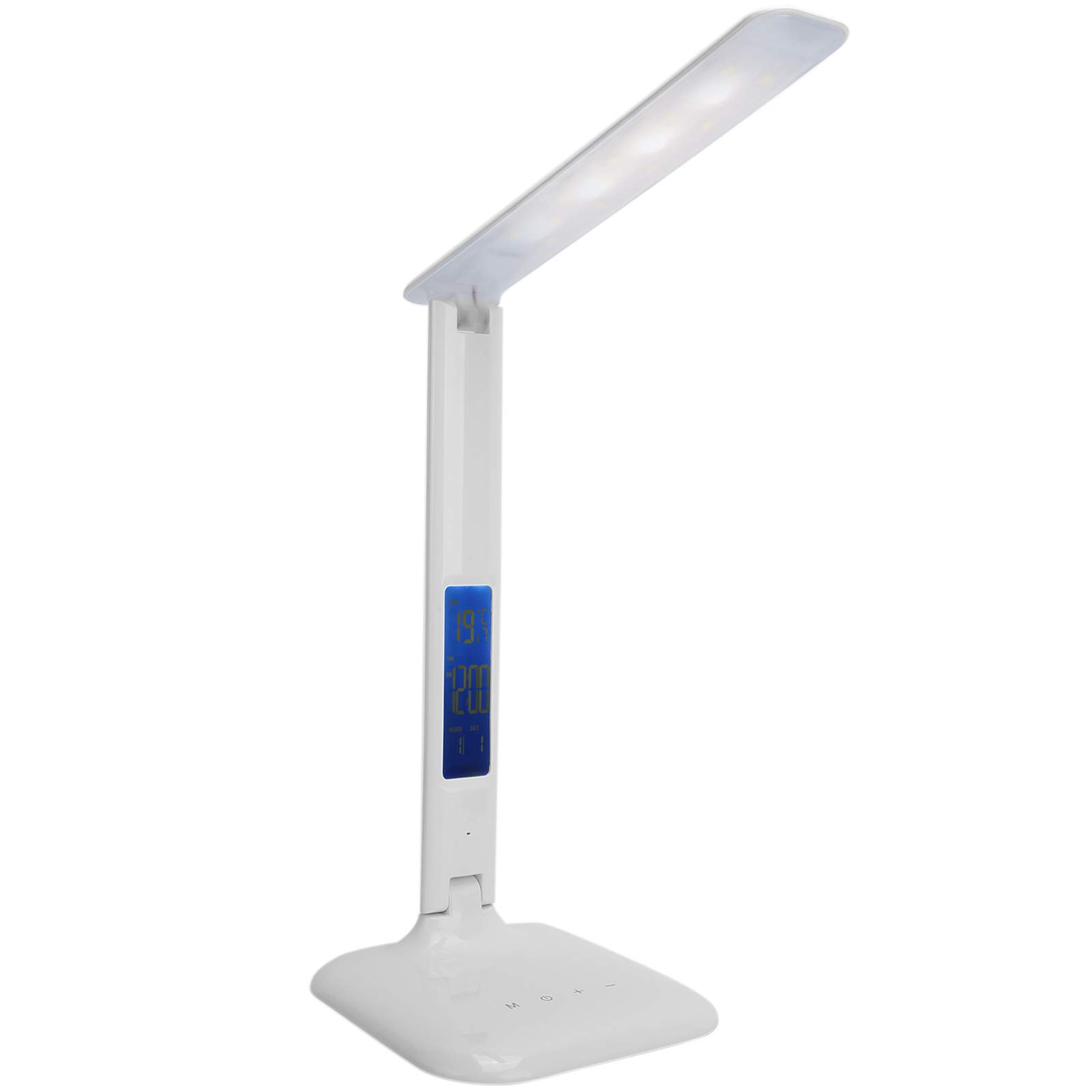 Brrnoo Foldable LED Desk Lamp with Touch Control - 3 Color Lighting Modes, Eye Protection, Smart Features (Clock, Alarm, Date, Temperature) - Portable Study Lamp for Office, Bedroom & Dorm Room
