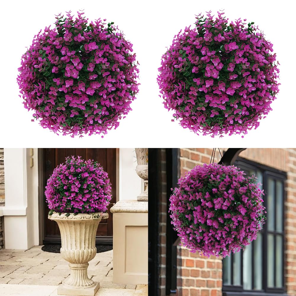 6-Layer UV Protected Artificial Boxwood Topiary Balls - 2 Pack 11 Inch (28cm) Faux Plants for Outdoor Patio, Garden, Balcony & Indoor Home Decor - Perfect for Wedding, Backyard and Event Decoration