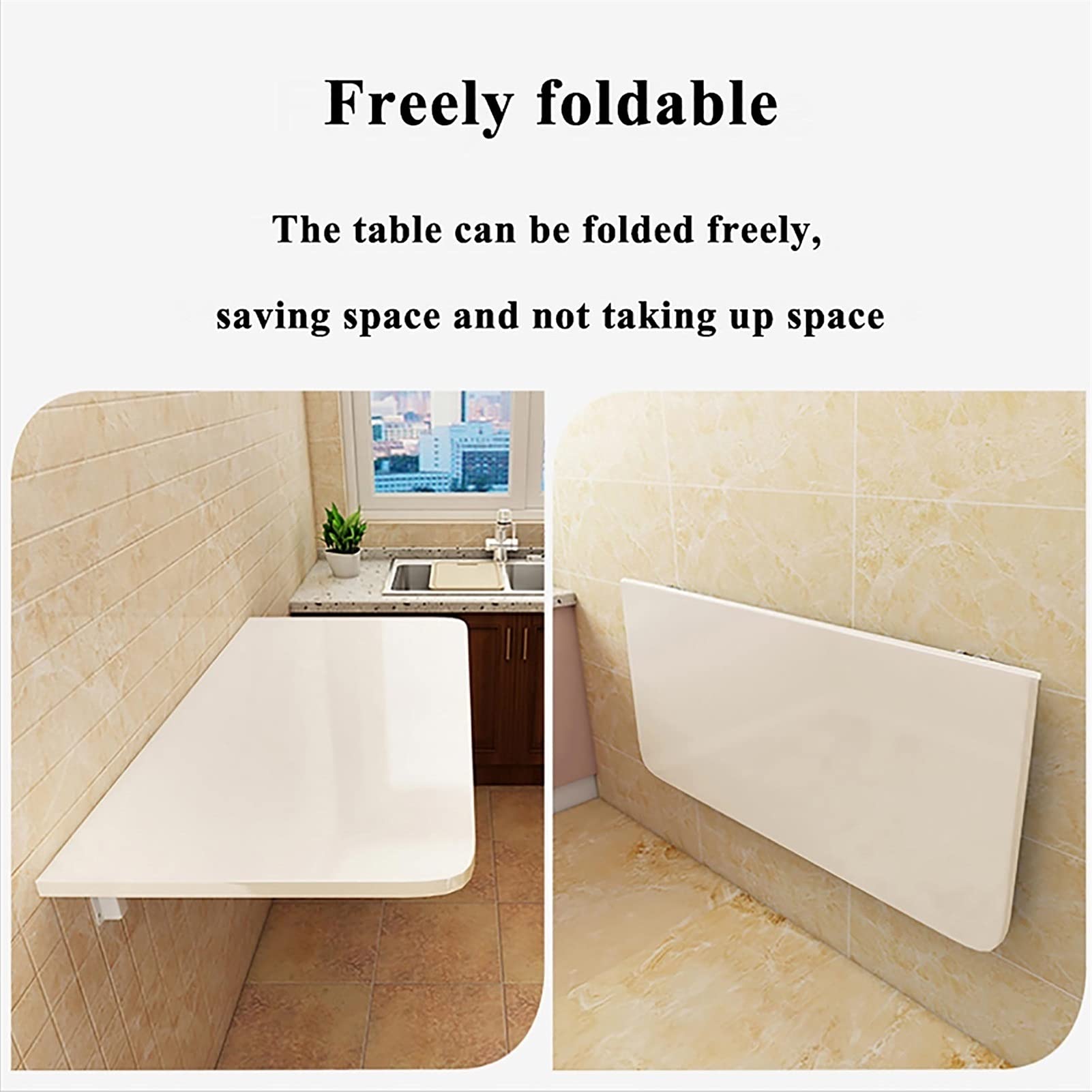 Wall-Mounted Drop Leaf Folding Table - Solid Wood Floating Desk for Laundry Room, Home Bar, Kitchen & Dining Room - Space Saving Wall Mounted Workstation for Small Spaces (Multiple Sizes Available)
