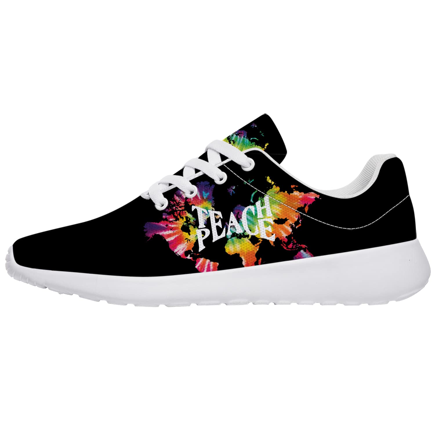 Peace Sign Sneakers for Women & Men - Comfortable Tennis Walking Running Shoes - Teach Peace Symbol Design - Perfect Gift for Peace Lovers - US Size 9.5 Women/8 Men Black - Ideal for Casual Wear, Gym Workouts & Peace Activism Events