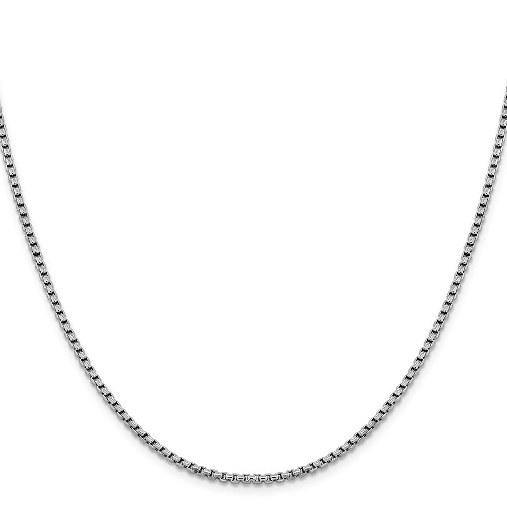 14K White Gold 2.4mm Diamond Cut Round Box Chain Necklace for Women - Elegant Fine Jewelry for Everyday Wear, Gifts & Special Occasions