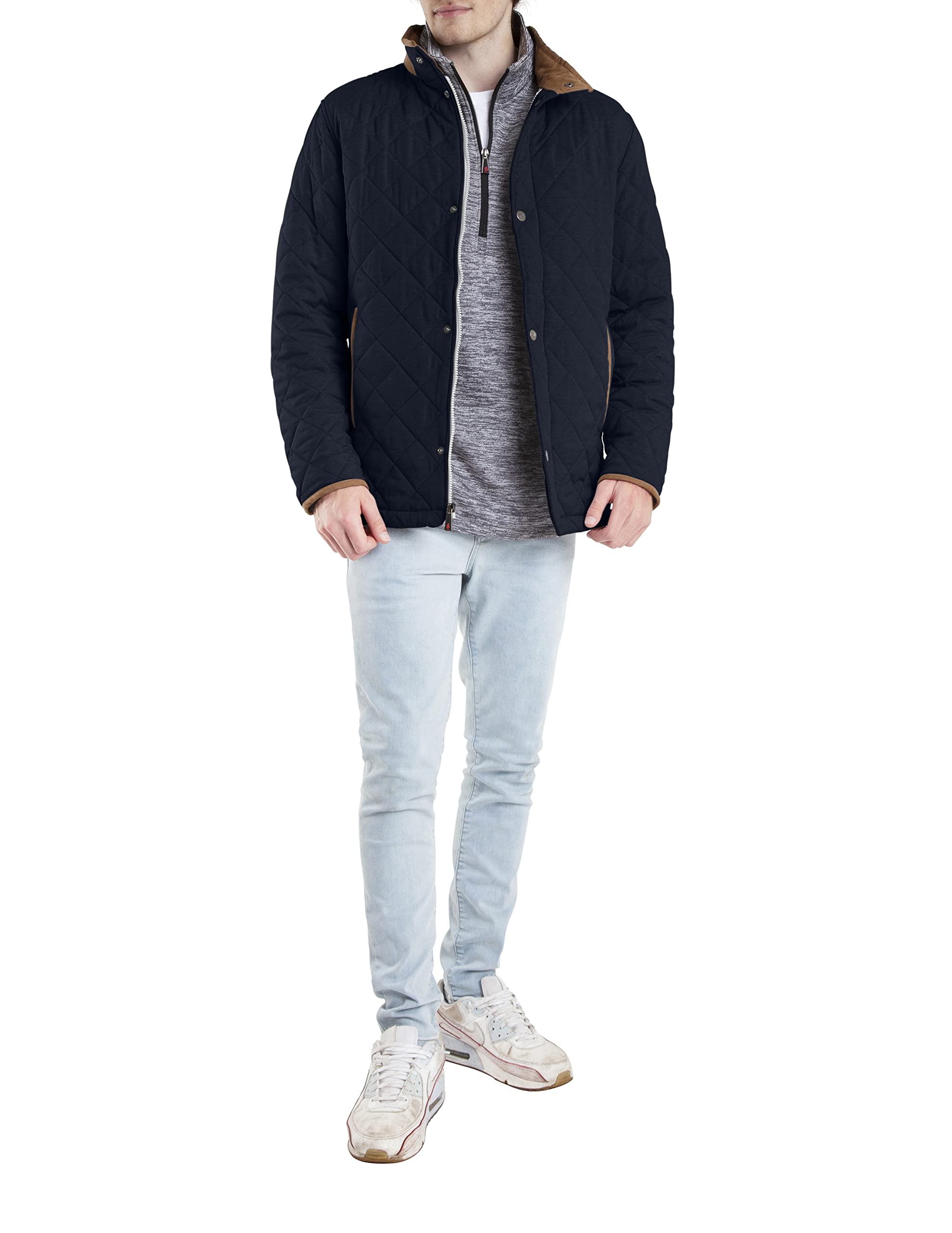 Men's Classic Diamond Quilted Hipster Car Coat - Stylish Winter Jacket for Urban Commuting & Casual Outings