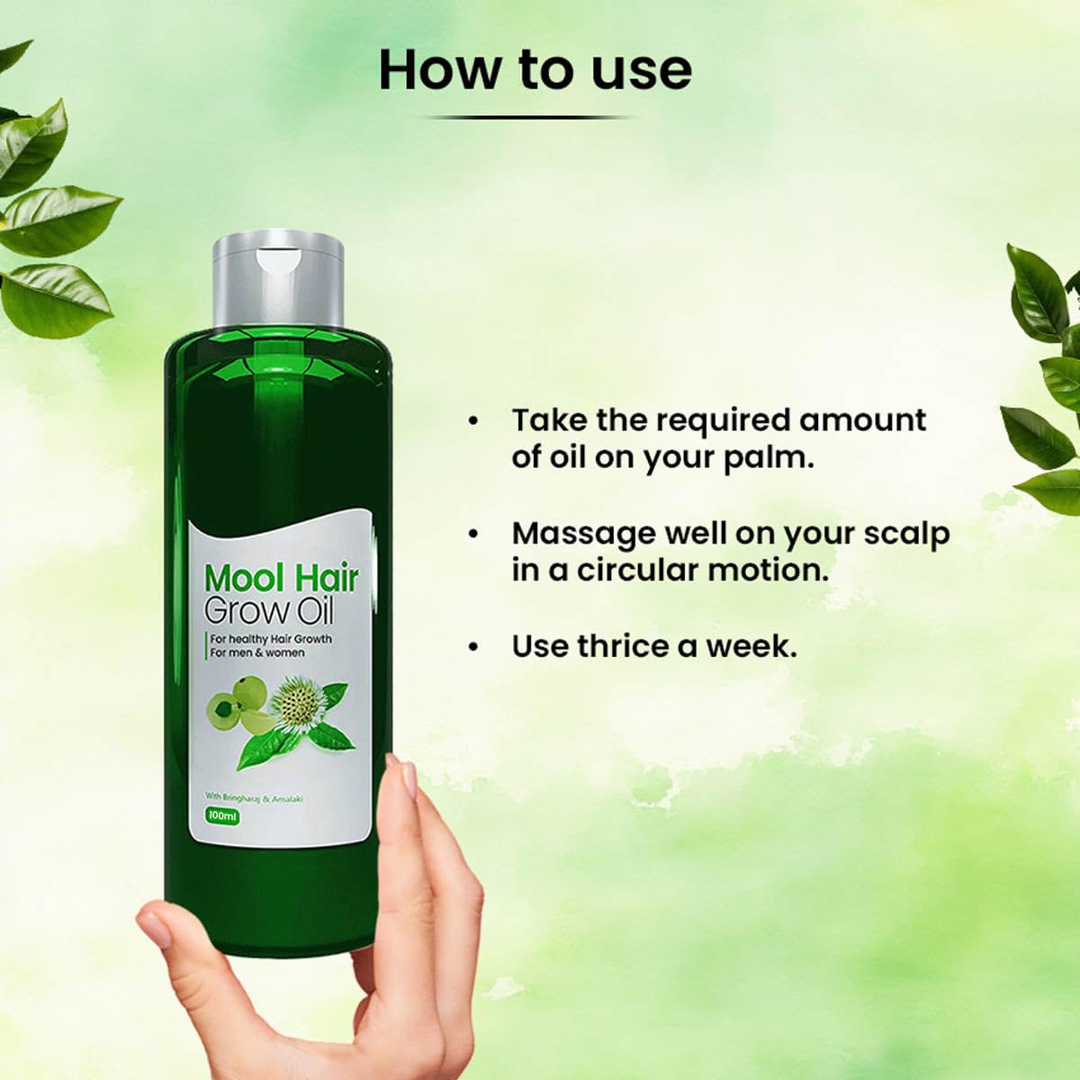 Mool Hair Growth Oil for Men & Women - Ayurvedic Herbal Treatment with Bhringraja, Amla & Brahmi - Stops Hair Fall, Promotes Thickness & Regrowth (50ml) - Perfect for Daily Scalp Massage & Damaged Hair Care