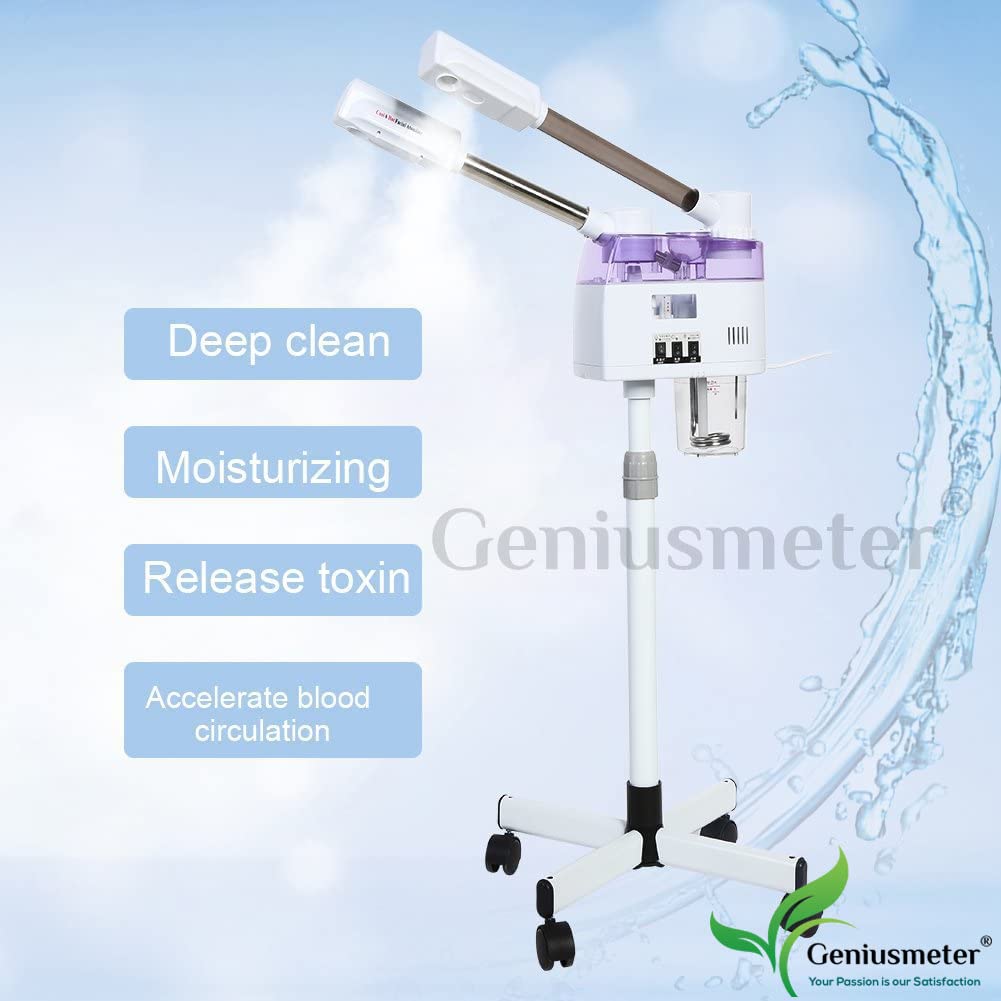 Geniusmeter® 2-in-1 Nano Facial Steamer with Hot & Cold Spray - Adjustable Double Tube for Hydrating Skin Care - Perfect for Salon, Spa & Home Beauty Treatments