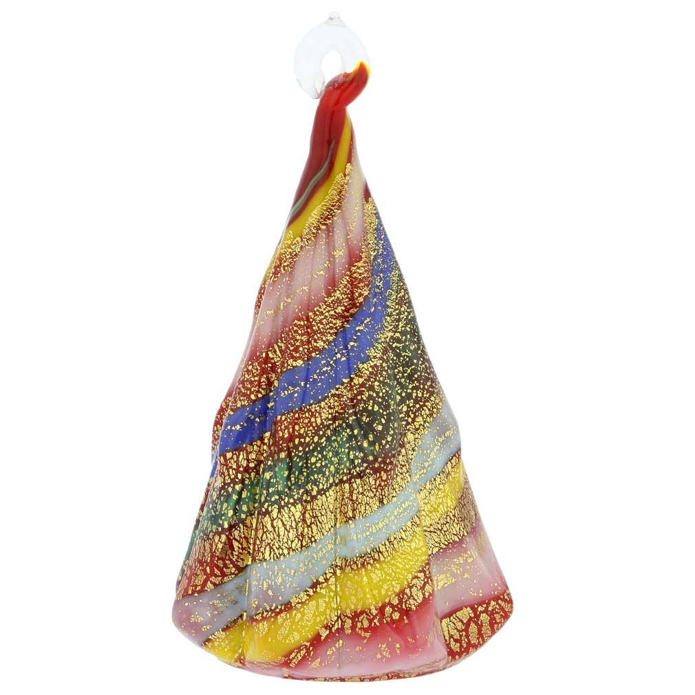 Venetian Murano Glass Christmas Tree Ornament - Handmade Red Glass Figurine for Holiday Decor | Perfect for Xmas Tree, Gift Exchange & Festive Home Decoration