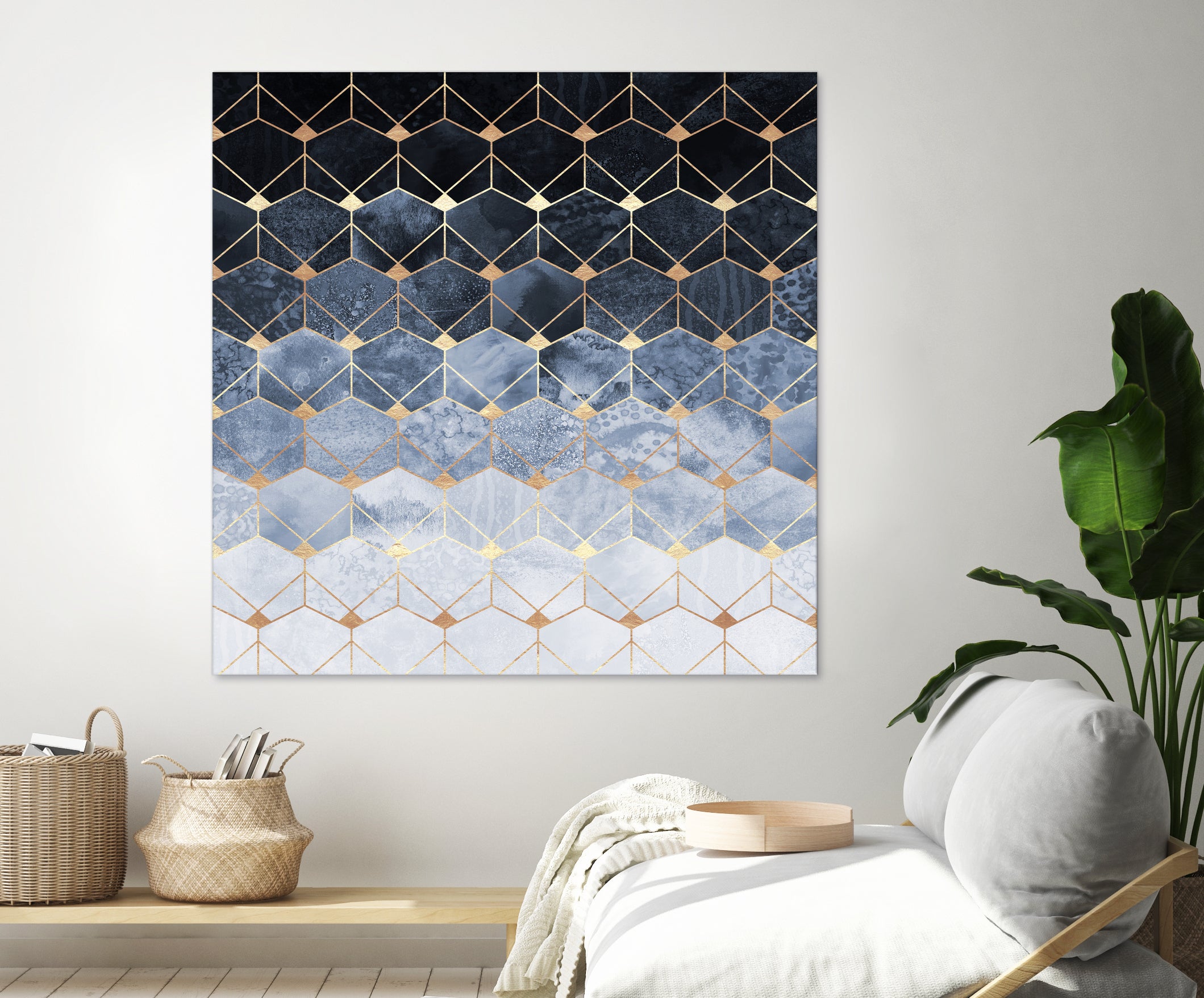 Blue Hexagon and Diamond Pattern - Stylish Geometric Design for Home Decor, Fashion & Accessories | Perfect for Wall Art, Clothing & DIY Crafts