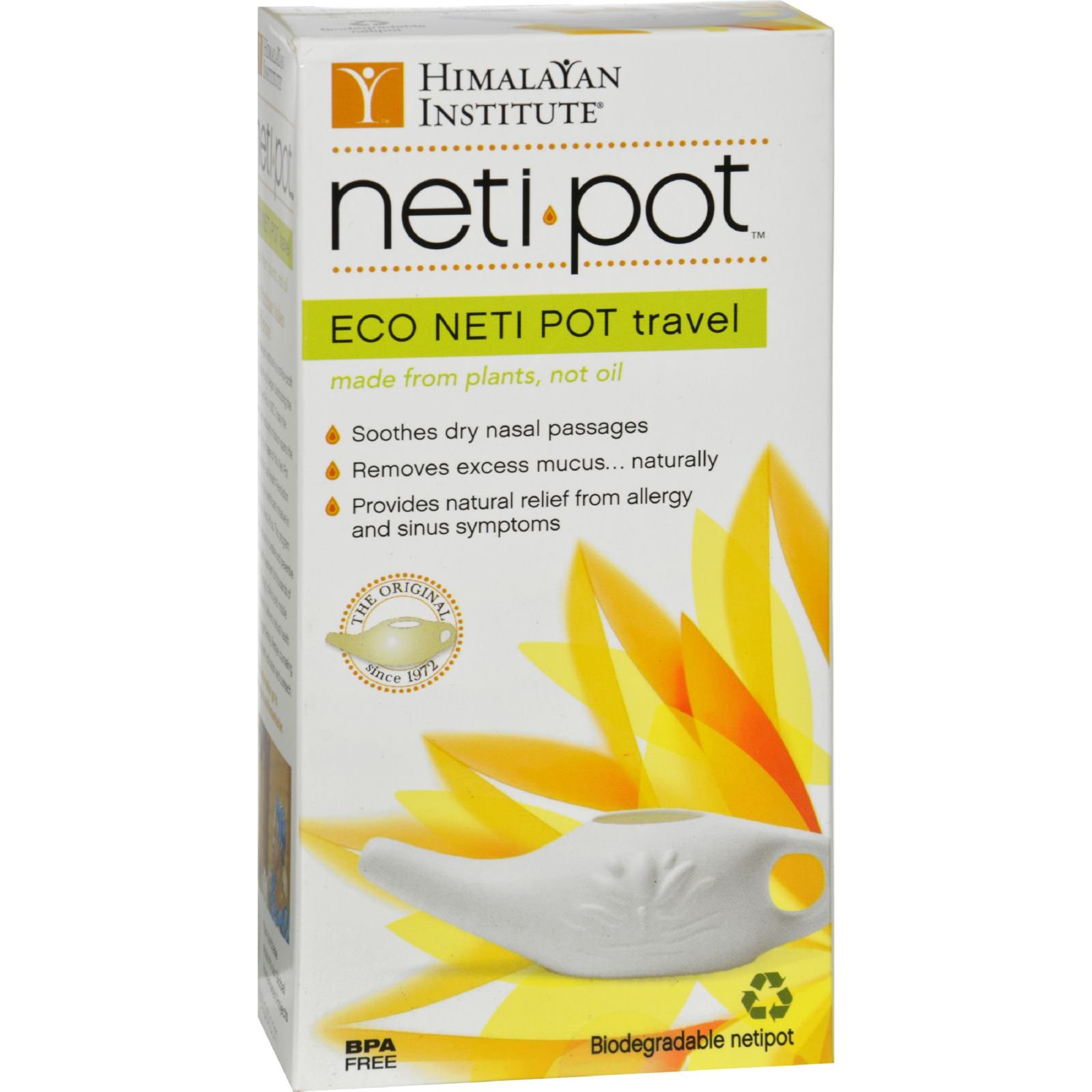 Himalayan Institute Neti-Wash Eco Neti Pot - Nonbreakable Ceramic Nasal Cleanser for Sinus Relief & Allergy Relief | Perfect for Yoga, Meditation & Daily Nasal Hygiene