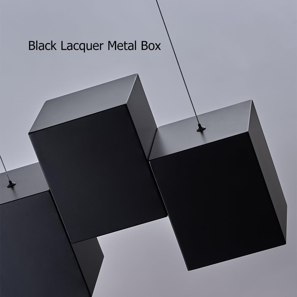 Modern Black Kitchen Island Lighting - 6-Light Square Linear Chandelier for Dining Room & Kitchen Ceiling Hanging Pendant Light - Perfect for Farmhouse, Contemporary Dining Areas & Breakfast Nooks