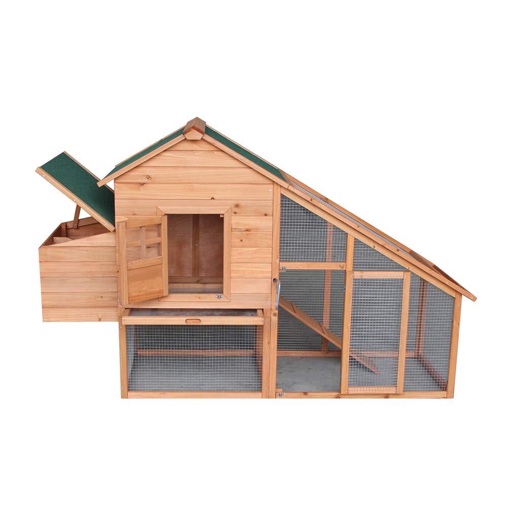 HGPZ Outdoor Rabbit Hutch with Waterproof Roof - Durable Wooden Pet Cage for Rabbits, Guinea Pigs & Small Animals - Perfect for Backyard, Garden & Patio Use