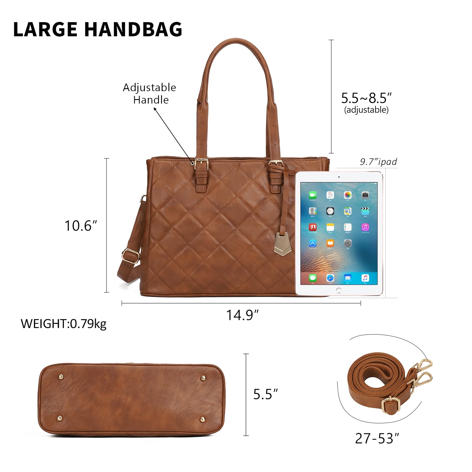 KouLi Buir Women's Quilted Tote Shoulder Bag - Stylish Top Handle Satchel Purse for Work, Travel & Everyday Use