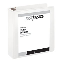 Office Depot Economy View Binder - 3 Inch Ring White Binder for School, Office & Home Organization | Durable 3-Ring Binder for Documents, Reports & Presentations