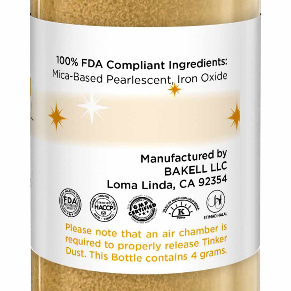 Tinker Dust® Bright Gold Edible Glitter Spray - 4g Pump Bottle for Cake Decorating, Cupcakes & Cocktails | Food Safe Sparkle Dust for Baking & Drink Garnish