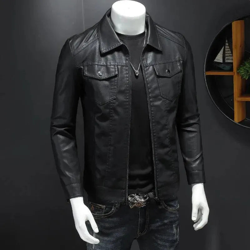 Men's Slim Fit Faux Leather Jacket - Stylish Vegan Leather Biker Jacket for Men | Perfect for Motorcycle Riding, Night Out & Casual Wear