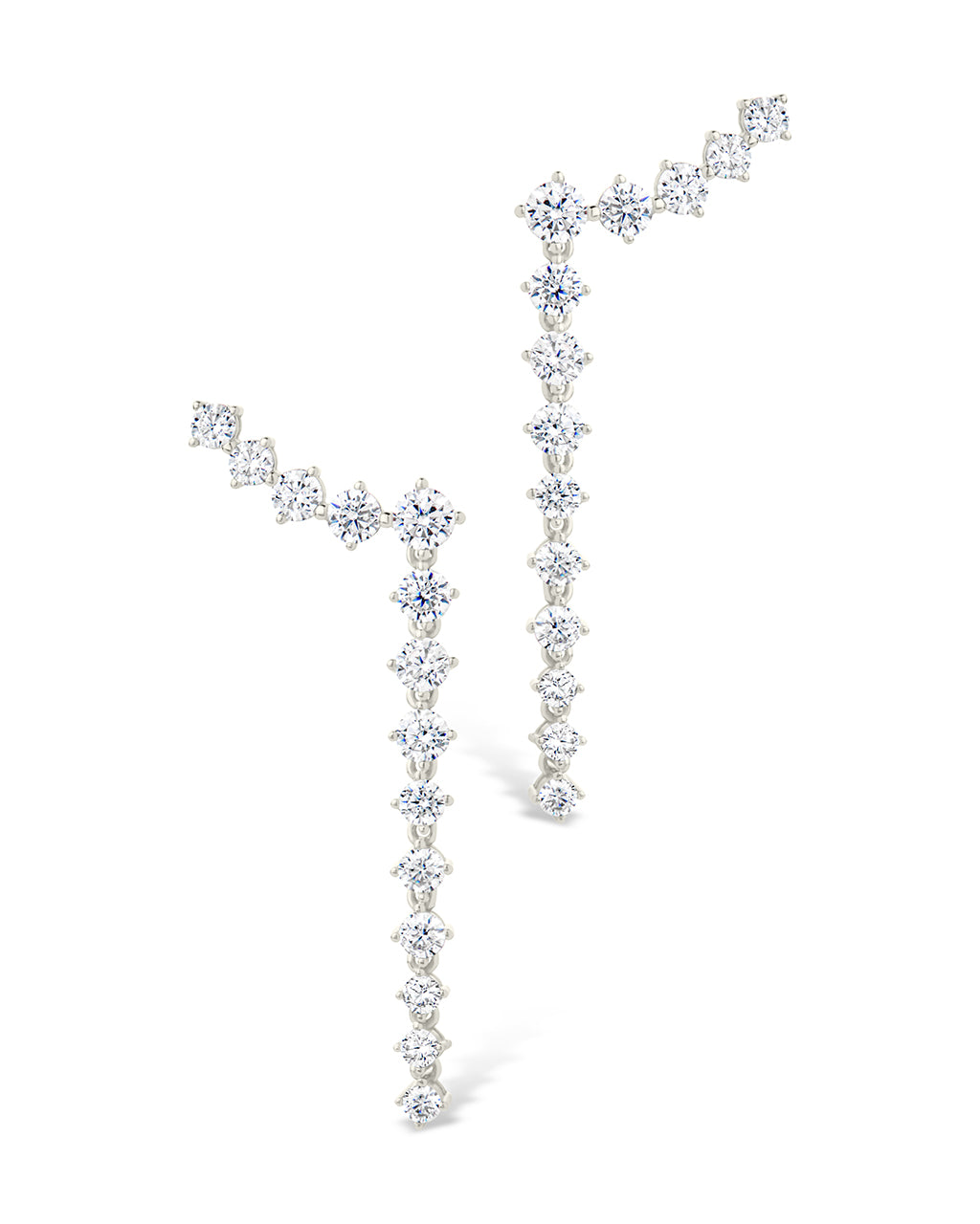 Sterling Silver Ziggy CZ Crawler Stud Earrings for Women - Sparkling Cubic Zirconia Fashion Jewelry - Perfect for Parties, Weddings & Everyday Wear