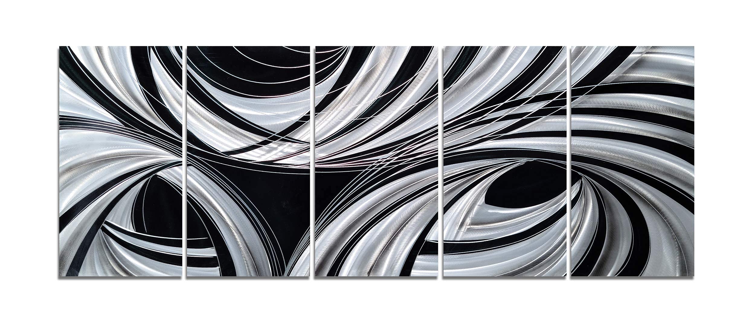 Handcrafted Abstract Black and White Metal Wall Art - Modern Aluminum Sculpture for Living Room, Bedroom & Dining Room Decor | Contemporary Home Accent for Office & Gallery Spaces