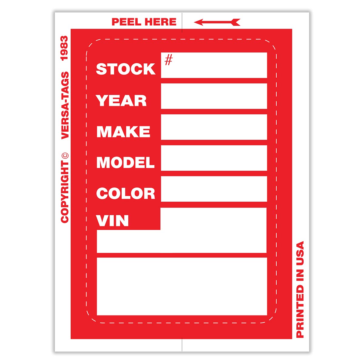Versa-Tags Kleer-bak Stock Stickers - 100-Pack Red Inventory Labels for Retail & Warehouse Organization | Perfect for Pricing, Barcoding & Product Identification