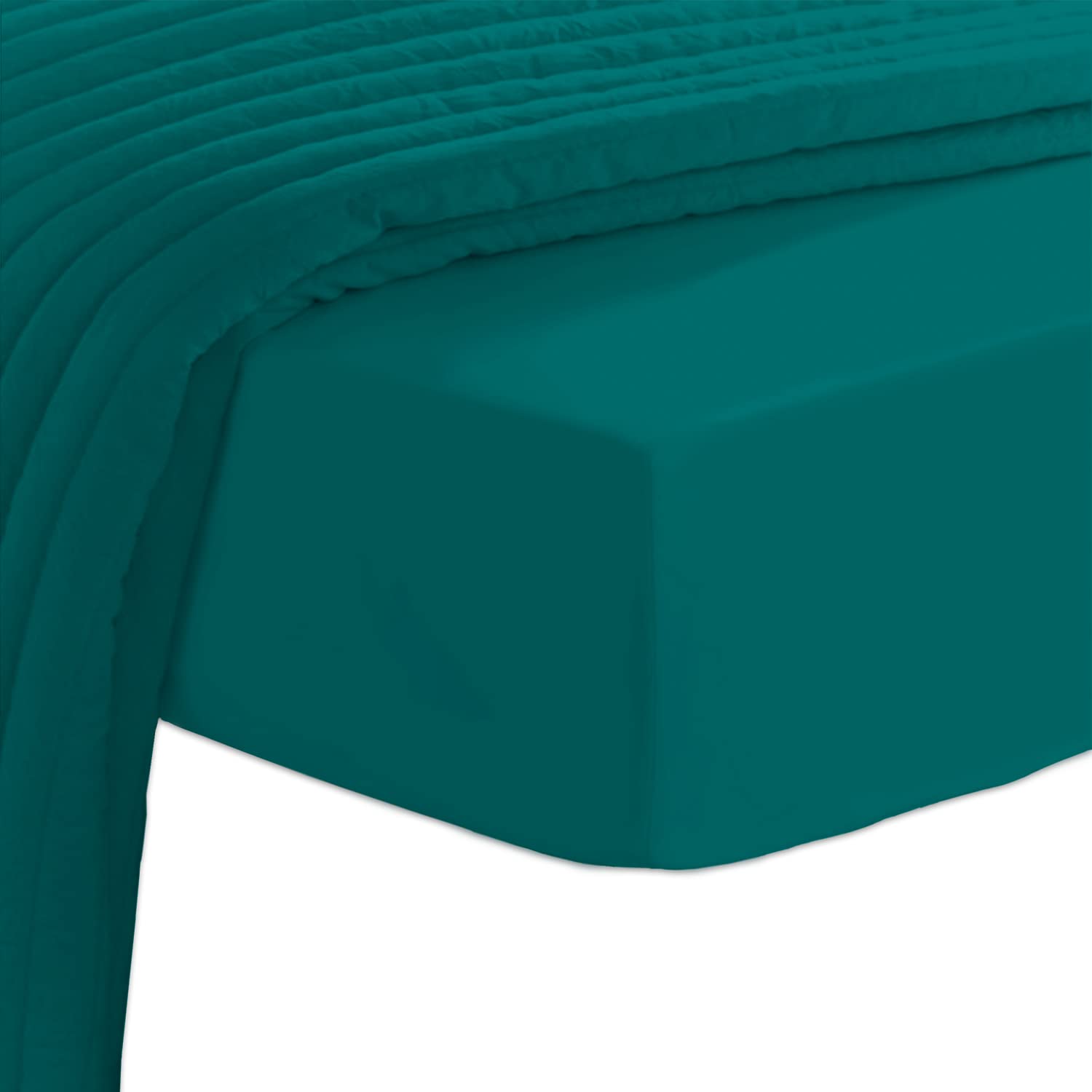 400 Thread Count 100% Long Staple Cotton Queen Size Fitted Sheet - Soft Sateen Weave with Deep Pockets (Fits Up to 15