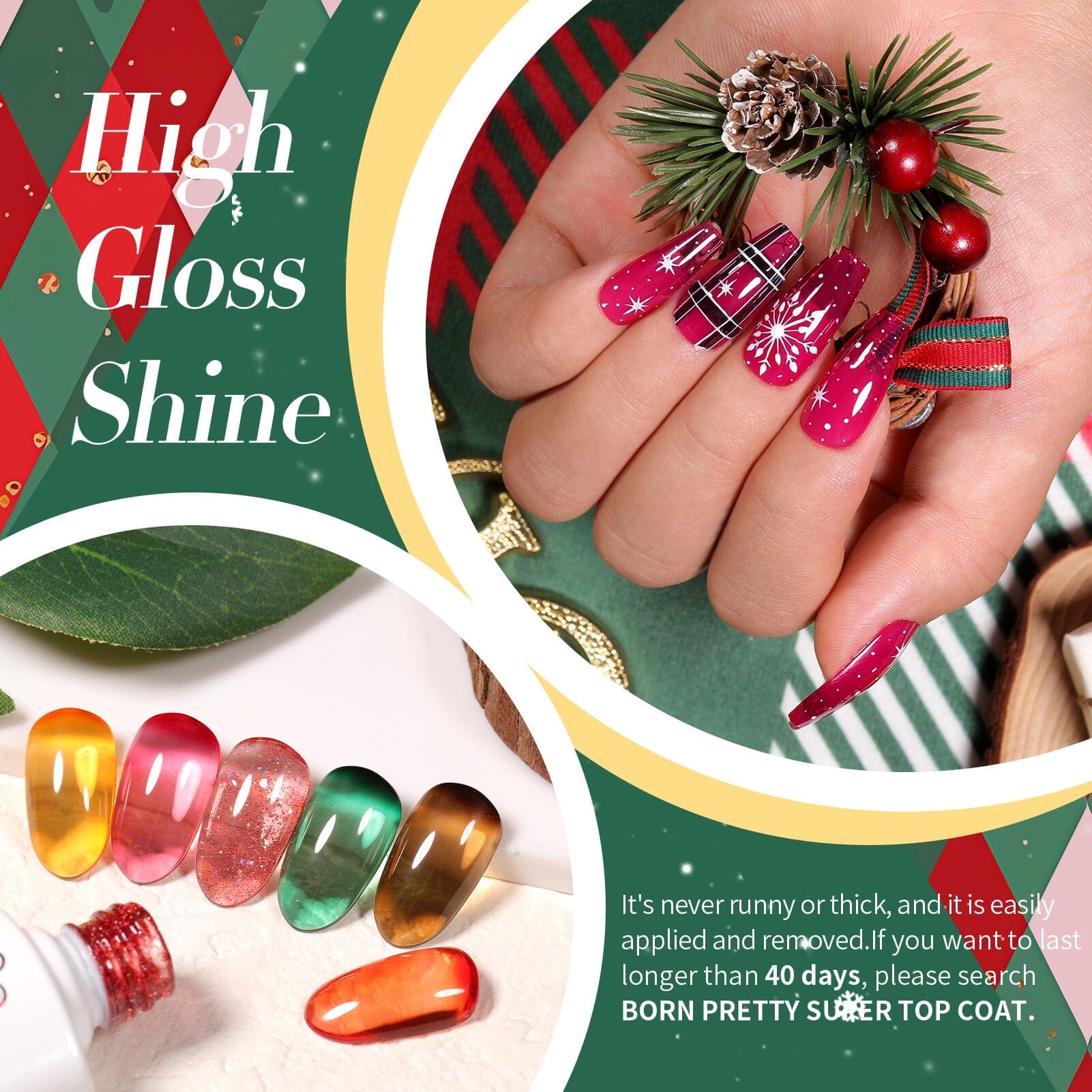 6 Colors Jelly Gel Nail Polish Set - Trail of Green 7ml - Long Lasting UV LED Soak Off Gel Polish for Nail Art & Manicure - Perfect for Home Salon, DIY Nails & Professional Use