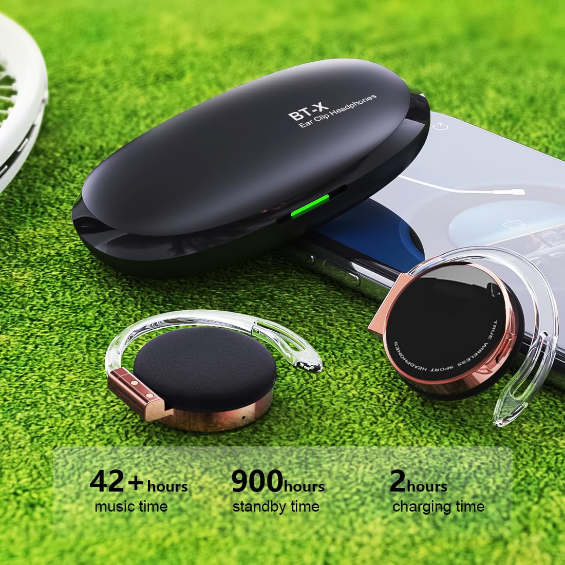 Bluetooth 5.3 Wireless On-Ear Clip Headphones with Ear Hook - Open Ear Design for Comfortable All-Day Use - Perfect for Home, Office, Gym & Outdoor Activities