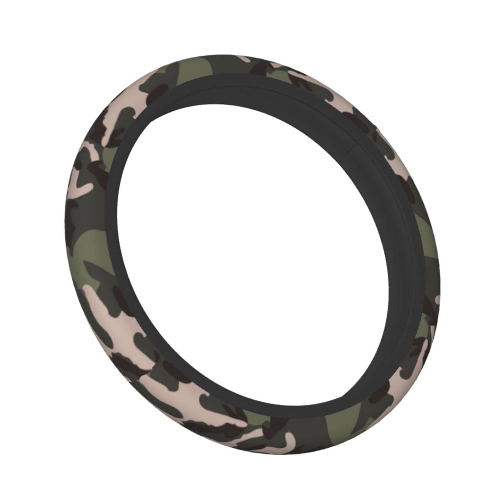 Universal 15 Inch Green Camo Steering Wheel Cover for Cars - Non-Slip Grip, Comfortable Driving Accessory for Women & Men | Perfect for Off-Road Adventures & Daily Commutes