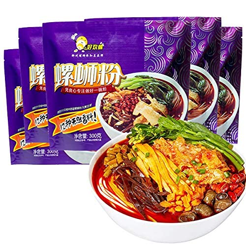Original Flavor Liuzhou River Rice Noodles - Authentic Guangxi Snail Rice Noodles (300g x 5 Packs) | Spicy Instant Noodles for Quick Meals, Asian Cuisine Lovers & Late Night Snacks