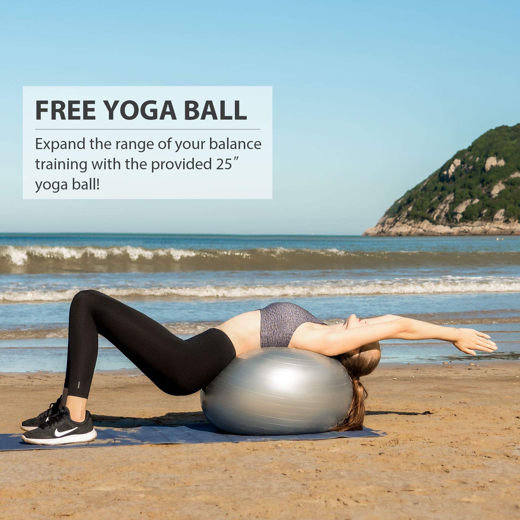 ZELUS 25in. Balance Ball - 1500lb Capacity Inflatable Half Exercise Ball with Non-Slip Base | Wobble Board Balance Trainer for Strength & Yoga | Includes 2 Resistance Bands, Pump & Extra Ball | Perfect for Home Gym, Physical Therapy & Core Workouts