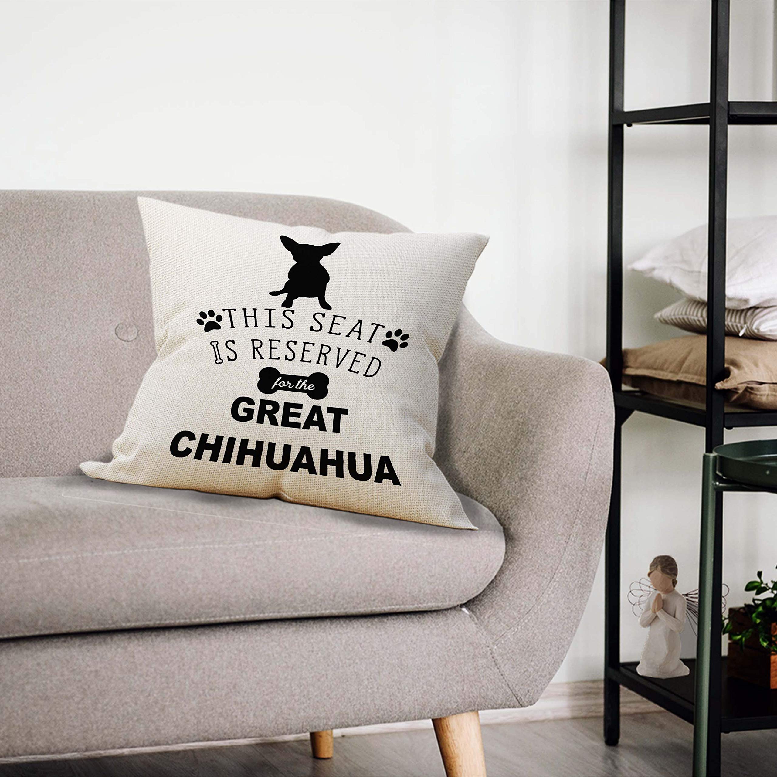 Chihuahua Throw Pillow Cover 18x18 Inch - Soft Linen Dog Lover Decor for Sofa, Couch & Bed - Perfect for Pet Lovers' Home Decor & Gift Ideas
