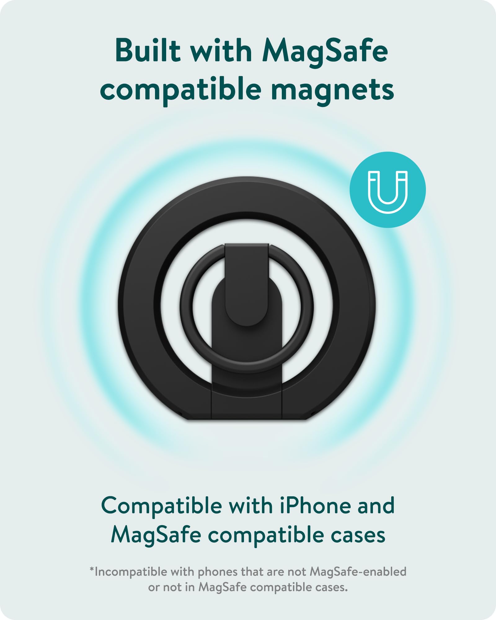 Mous Magnetic Phone Grip and Stand - MagSafe Compatible Phone Ring Holder & Kickstand (Perfect for Hands-Free Viewing, Gaming, and Secure Grip)