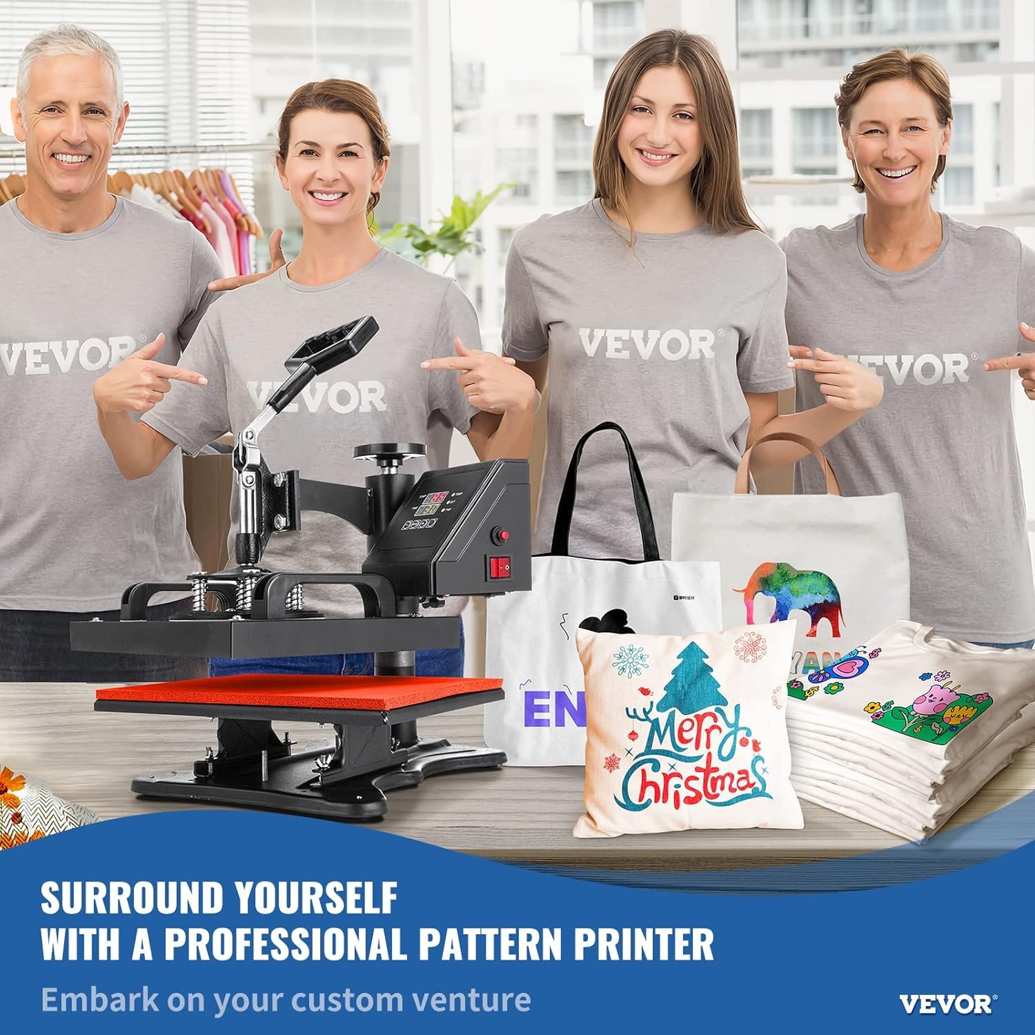 VEVOR 12x10 Inch Heat Press Machine for T-Shirts - Compact Sublimation Heat Transfer Printing Machine for DIY Custom Shirts, Hats & Mugs - Perfect for Home Business & Craft Projects
