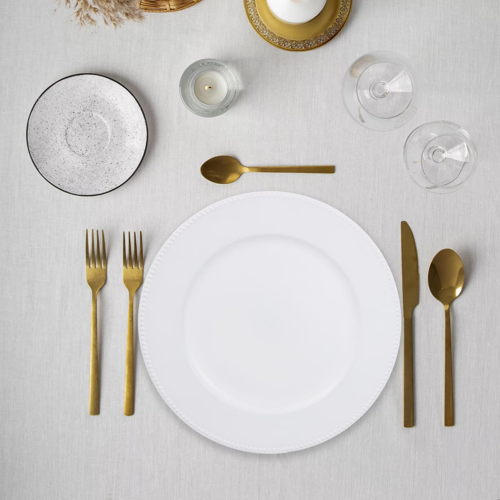 12-Pack White Beaded Charger Plates - 13