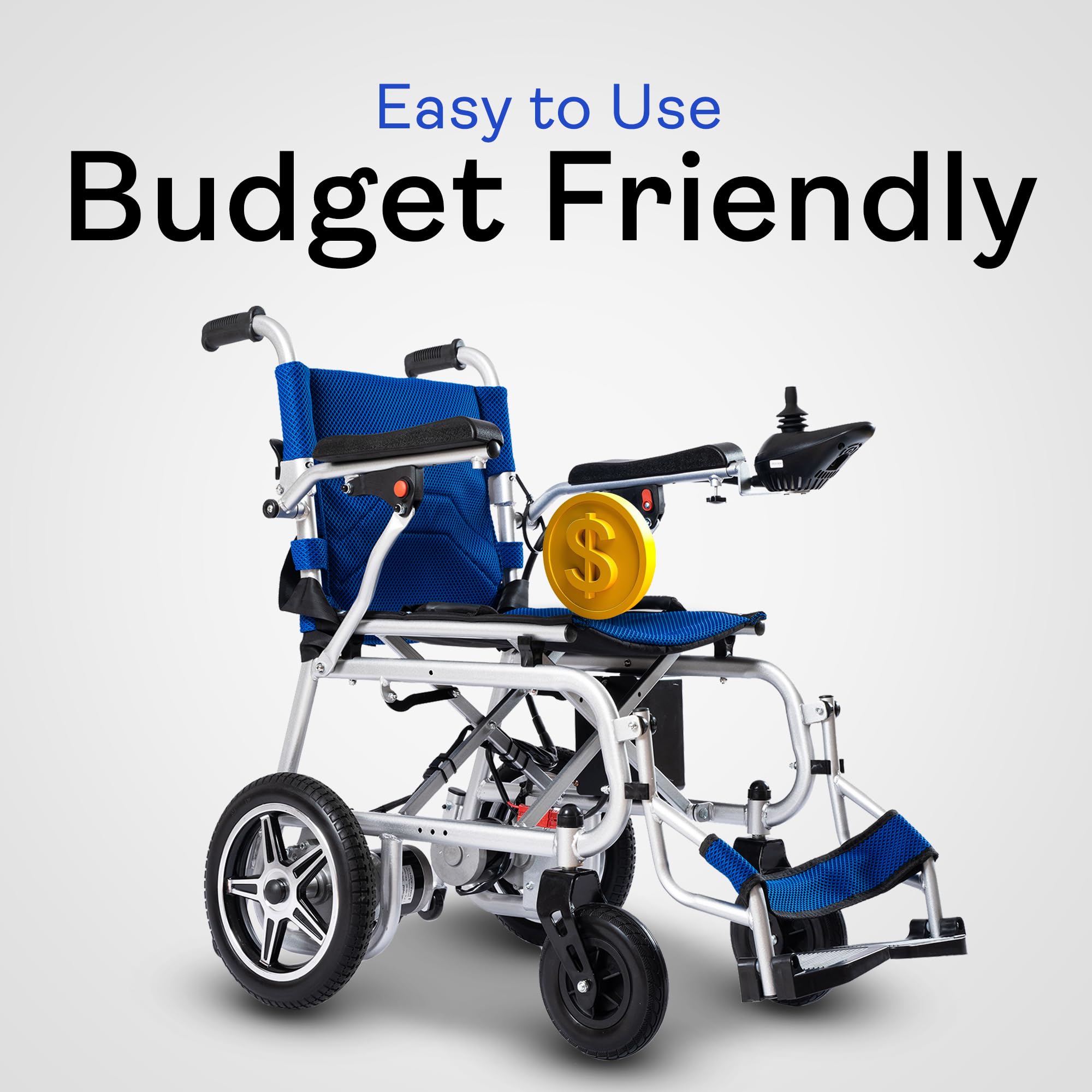 Artemis Pro Lightweight Foldable Electric Wheelchair for Adults & Seniors - 250W x 2 Motor Power Wheelchair - Portable Travel Wheelchair with Long Battery Life (Blue) | Ideal for Indoor Use, Outdoor Activities, Air Travel and Daily Mobility