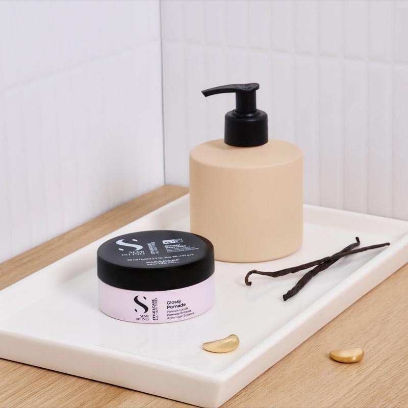 Alfaparf Semi Di Lino Style & Care Glossy Pomade - Strong Hold Hair Styling Wax for Men & Women - Perfect for Sleek Looks, Curls & Updos
