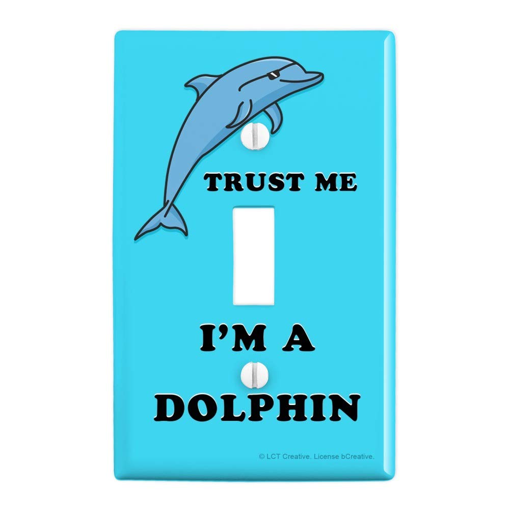 Funny 'Trust Me I'm a Dolphin' Plastic Light Switch Cover - Humorous Wall Decor for Bedroom, Bathroom & Office - Durable Toggle Switch Plate with Graphics & More