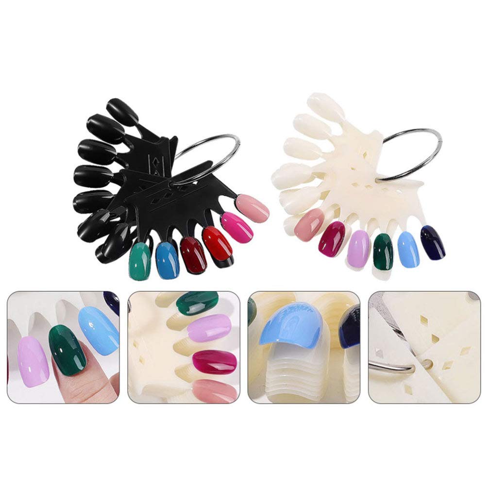 2-Piece Nail Practice Wheel - False Nail Sample Sticks with Color Display for Nail Art Training & Salon Practice | Perfect for Beginners, Nail Technicians & DIY Manicures at Home