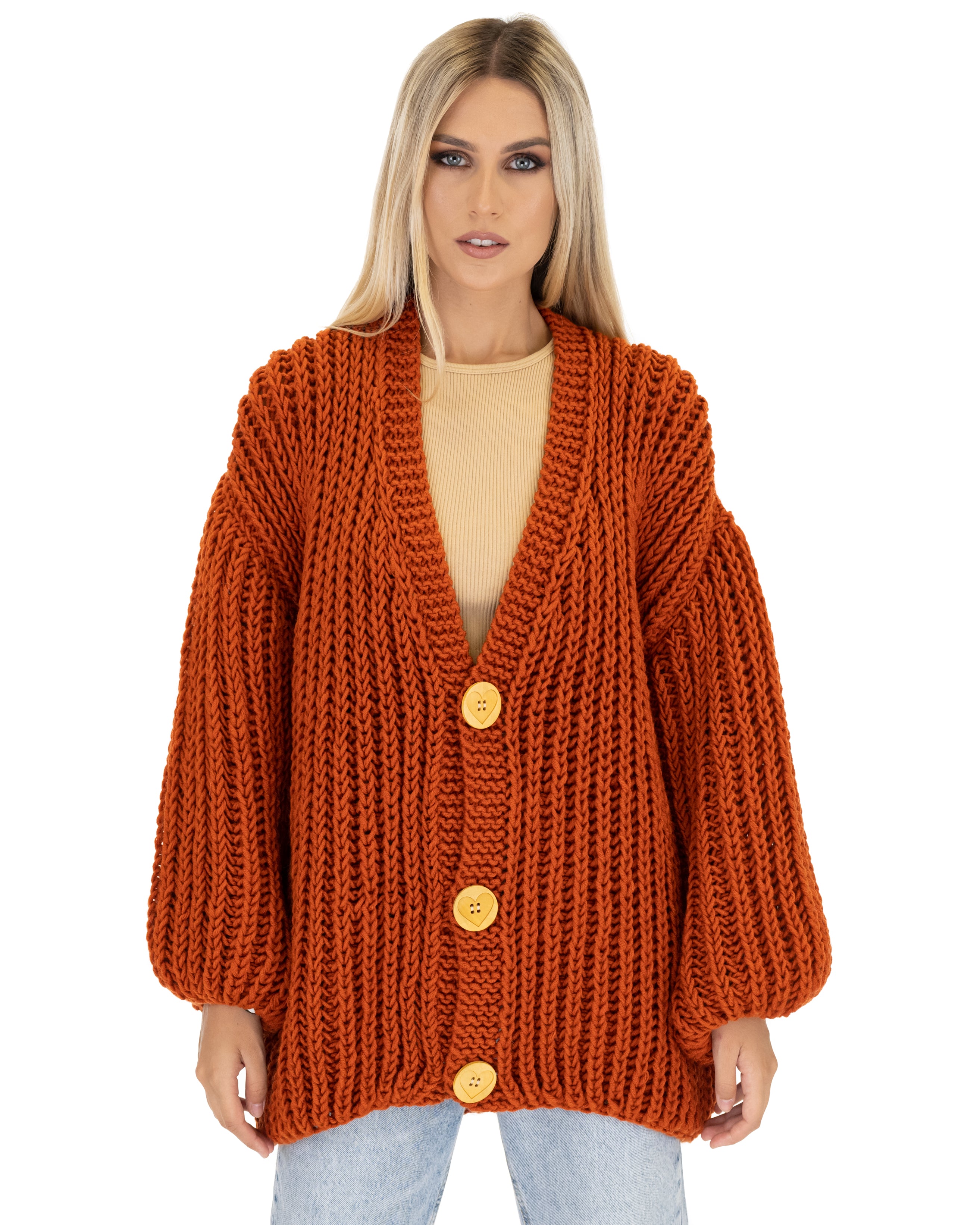 Premium Merino Wool Balloon Cardigan for Women - Soft & Cozy Oversized Knit Sweater - Perfect for Fall, Winter & Casual Outfits