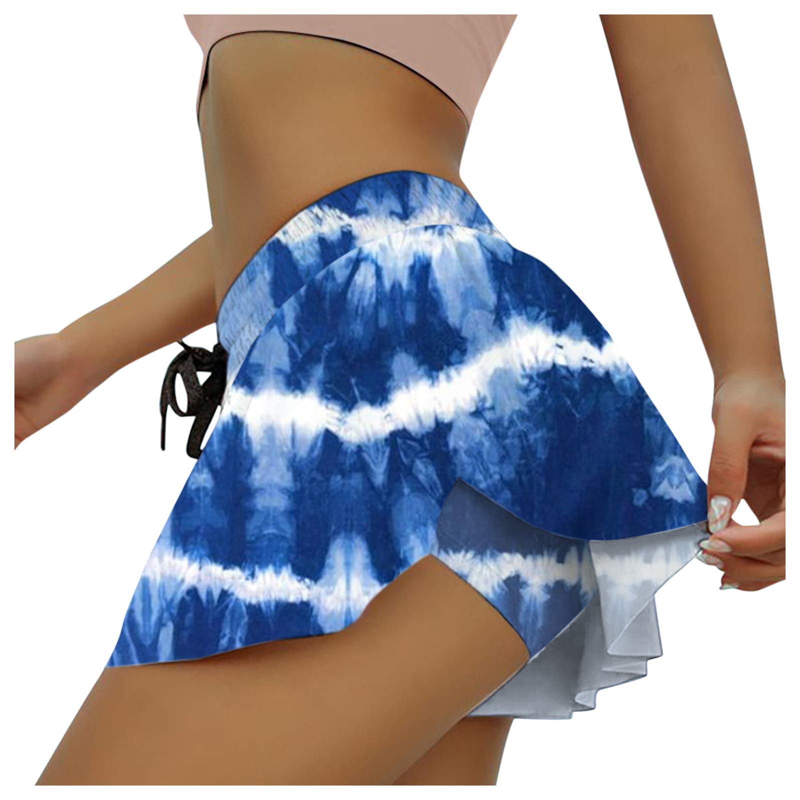 Women's Red Biker Shorts - High Waist Yoga Shorts with Drawstring, Breathable Workout Culottes for Cycling, Running & Summer Sports