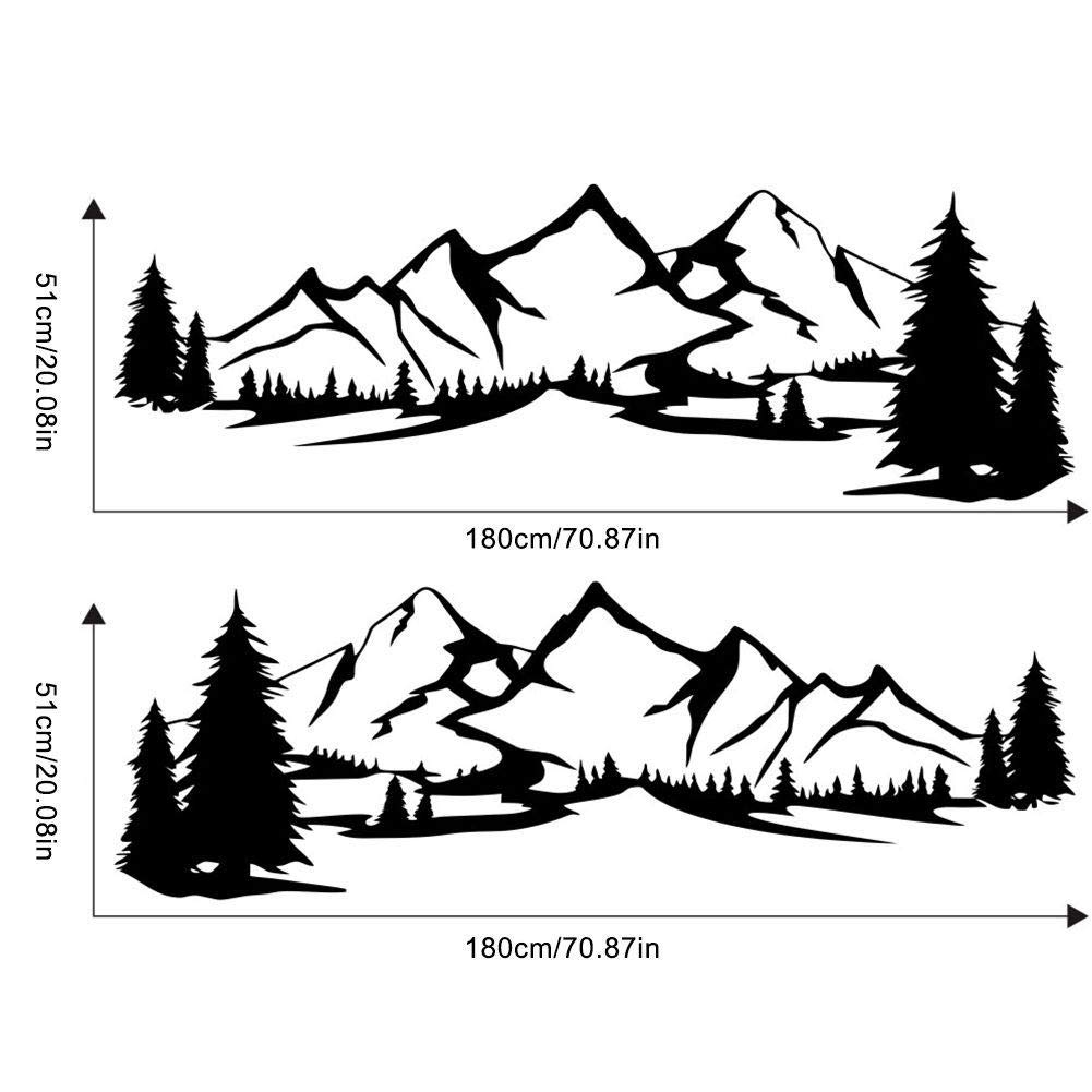 2PCS Mountain Tree Forest Vinyl Car Stickers - Universal Decals for Car, Caravan, RV & Camper Accessories - Perfect for Outdoor Enthusiasts & Road Trips