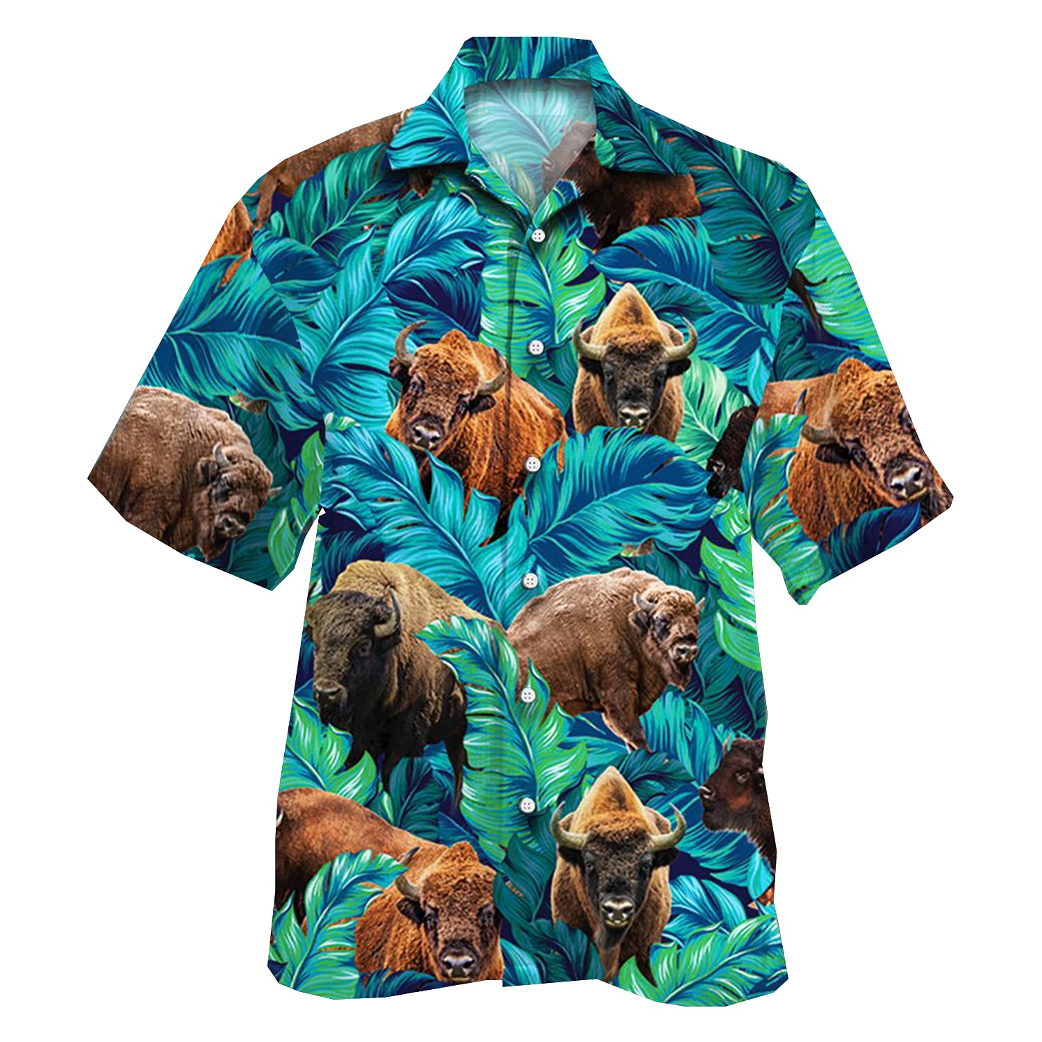 Men's Hawaiian Shirt - Tropical Cow Print Short Sleeve Casual Button Down Shirt for Beach Vacation, Summer Party & Luau Outfits | Series 148