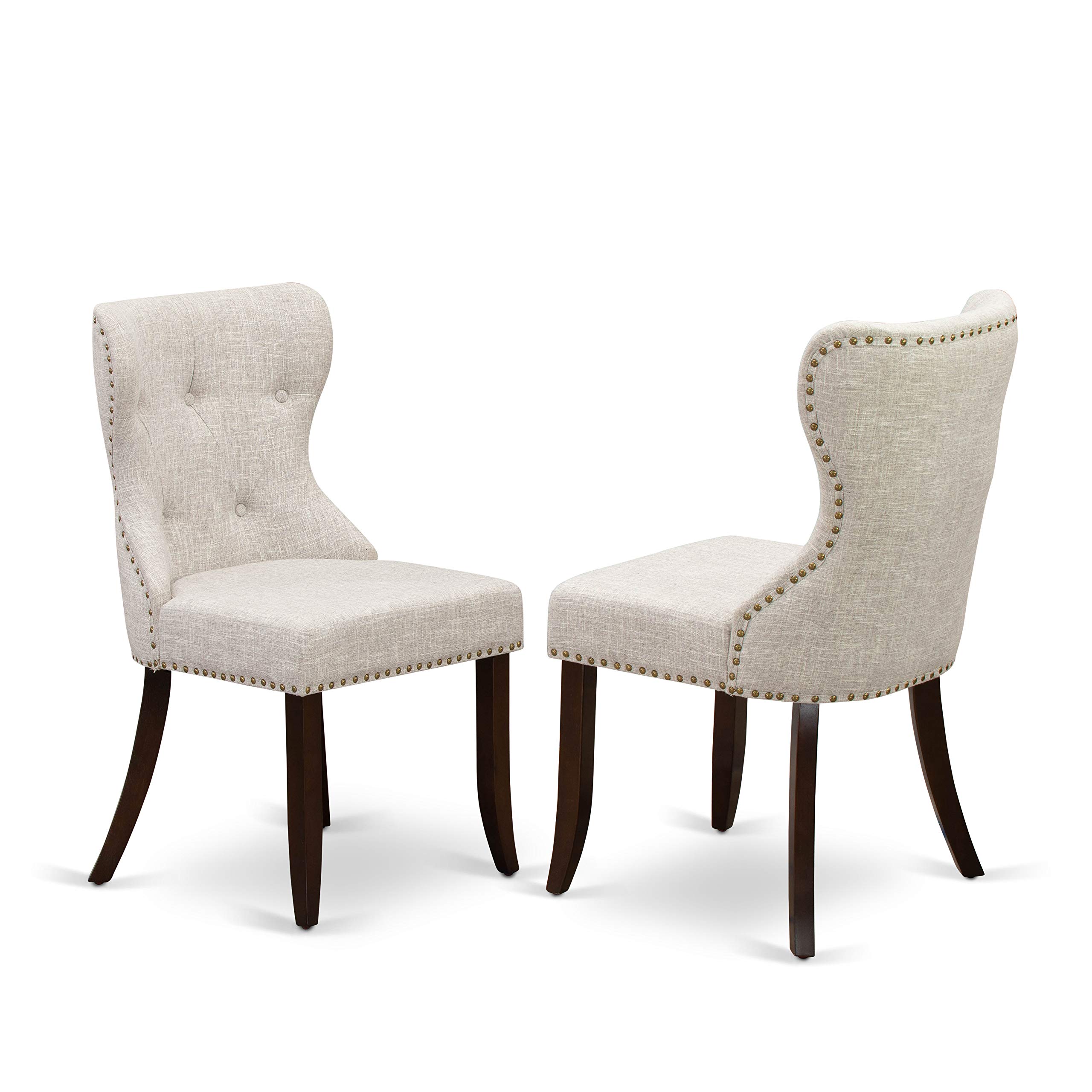 East West Furniture OXSI3-MAH-35 3-Piece Mahogany Dining Set with 36x36 Inch Square Table & 2 Upholstered Chairs - Perfect for Small Spaces, Breakfast Nooks & Cozy Apartments